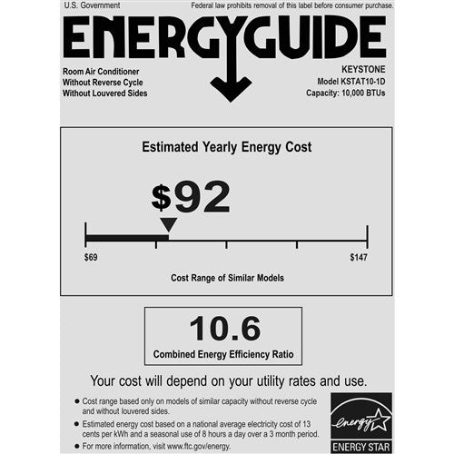 Keystone - 10000 BTU Through the Wall Air Conditioner, EStar, R32 | KSTAT10-1D Keystone - 10000 BTU Through the Wall Air Conditioner, EStar, R32 | KSTAT10-1D