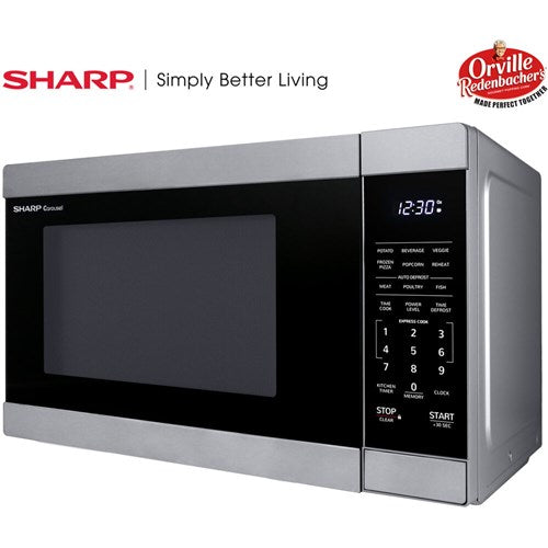 Sharp - 1.1 CF Countertop Microwave Oven, Orville Redenbacher's Certified - Stainless Sharp - 1.1 CF Countertop Microwave Oven, Orville Redenbacher's Certified - Stainless