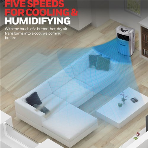 Honeywell 760 CFM Indoor Evaporative Air Cooler (Swamp Cooler) with Remote Control in Silver (Outdoor Safe and Outdoor Only)