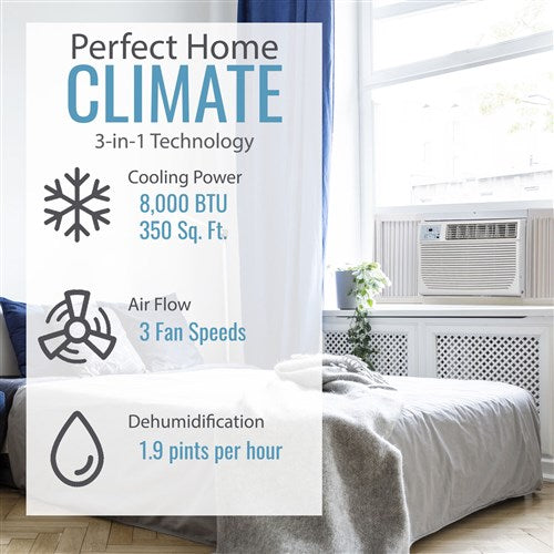 Keystone - 8, 000 BTU Heat and Cool Window Air Conditioner, R32 | KSTHW08B Keystone - 8, 000 BTU Heat and Cool Window Air Conditioner, R32 | KSTHW08B