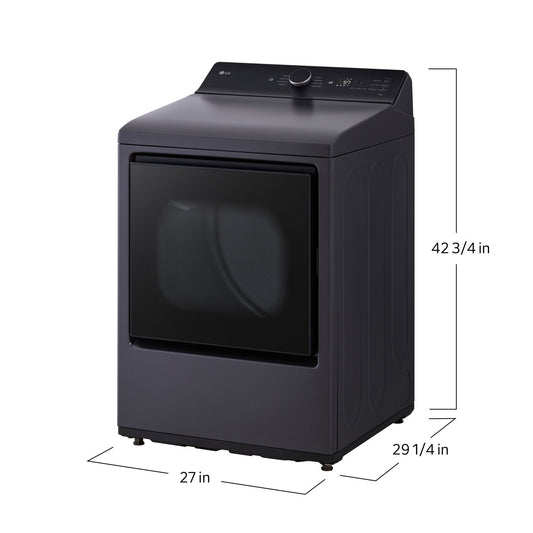 LG - 7.3 cu. ft. 7.3 CF Electric Dryer, Wi-Fi, Easy Load, AI Sensor Dry - Black Matte - DLE8400BE