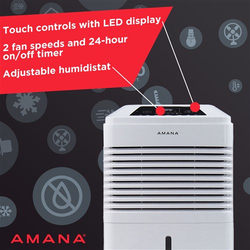 Amana - 48 Pint Dehumidifier - AMAD481BW Amana - 48 Pint Dehumidifier - AMAD481BW
