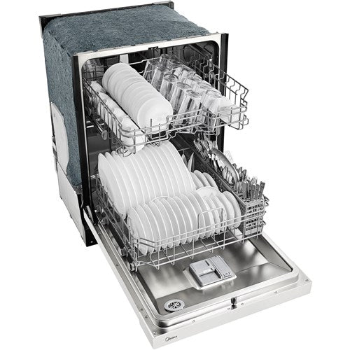 Midea - 24" Front Control Dishwasher, 52 dBA, Hybrid Tub - MDF24P1BWW Midea - 24" Front Control Dishwasher, 52 dBA, Hybrid Tub - MDF24P1BWW