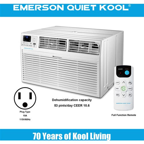 Emerson Quiet - 10000 BTU TTW Air Conditioner with Wifi Controls, 115V | EATC10RSE1T Emerson Quiet - 10000 BTU TTW Air Conditioner with Wifi Controls, 115V | EATC10RSE1T