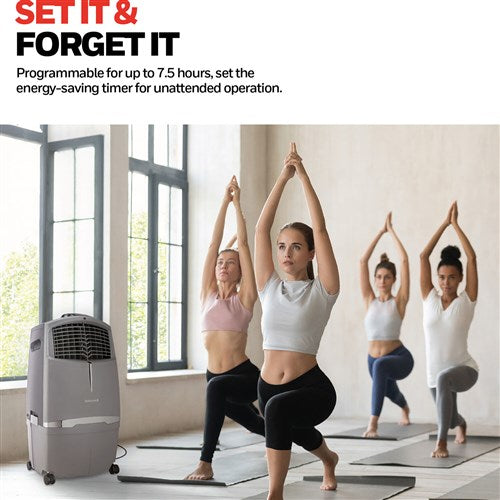 Honeywell 525 CFM Indoor/Outdoor Evaporative Air Cooler (Swamp Cooler) with Remote Control in Gray Honeywell 525 CFM Indoor/Outdoor Evaporative Air Cooler (Swamp Cooler) with Remote Control in Gray