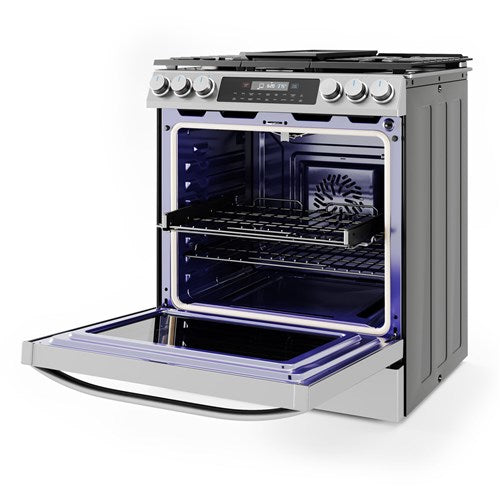 Midea - 6.1 CF / 30" Gas Range, Convection, Wi-Fi - Stainless - MGS30S4AST Midea - 6.1 CF / 30" Gas Range, Convection, Wi-Fi - Stainless - MGS30S4AST