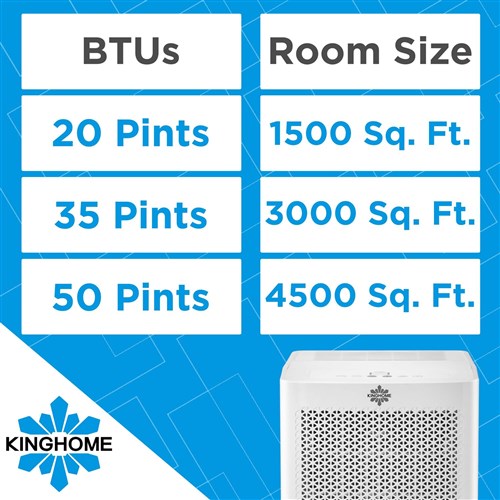 Kinghome - 50 Pint Dehumidifier with Pump (Old 70 Pint), Energy Star - KHD50BWP Kinghome - 50 Pint Dehumidifier with Pump (Old 70 Pint), Energy Star - KHD50BWP