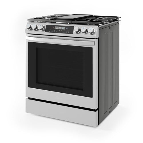 Midea - 6.1 CF / 30" Gas Range, Convection, Wi-Fi - Stainless - MGS30S4AST Midea - 6.1 CF / 30" Gas Range, Convection, Wi-Fi - Stainless - MGS30S4AST