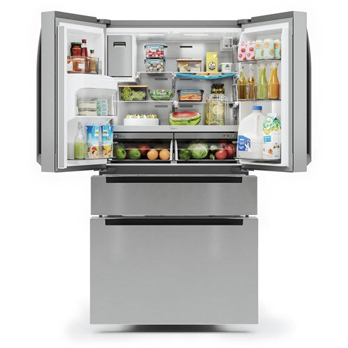 Midea - 22 CF Stainless Steel Counter-Depth 4-Door French Door Dispenser Wi-Fi - MRQ22D7AST Midea - 22 CF Stainless Steel Counter-Depth 4-Door French Door Dispenser Wi-Fi - MRQ22D7AST