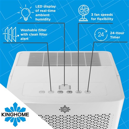 Kinghome - 50 Pint Dehumidifier (Old 70 Pint), Energy Star - KHD50BW Kinghome - 50 Pint Dehumidifier (Old 70 Pint), Energy Star - KHD50BW