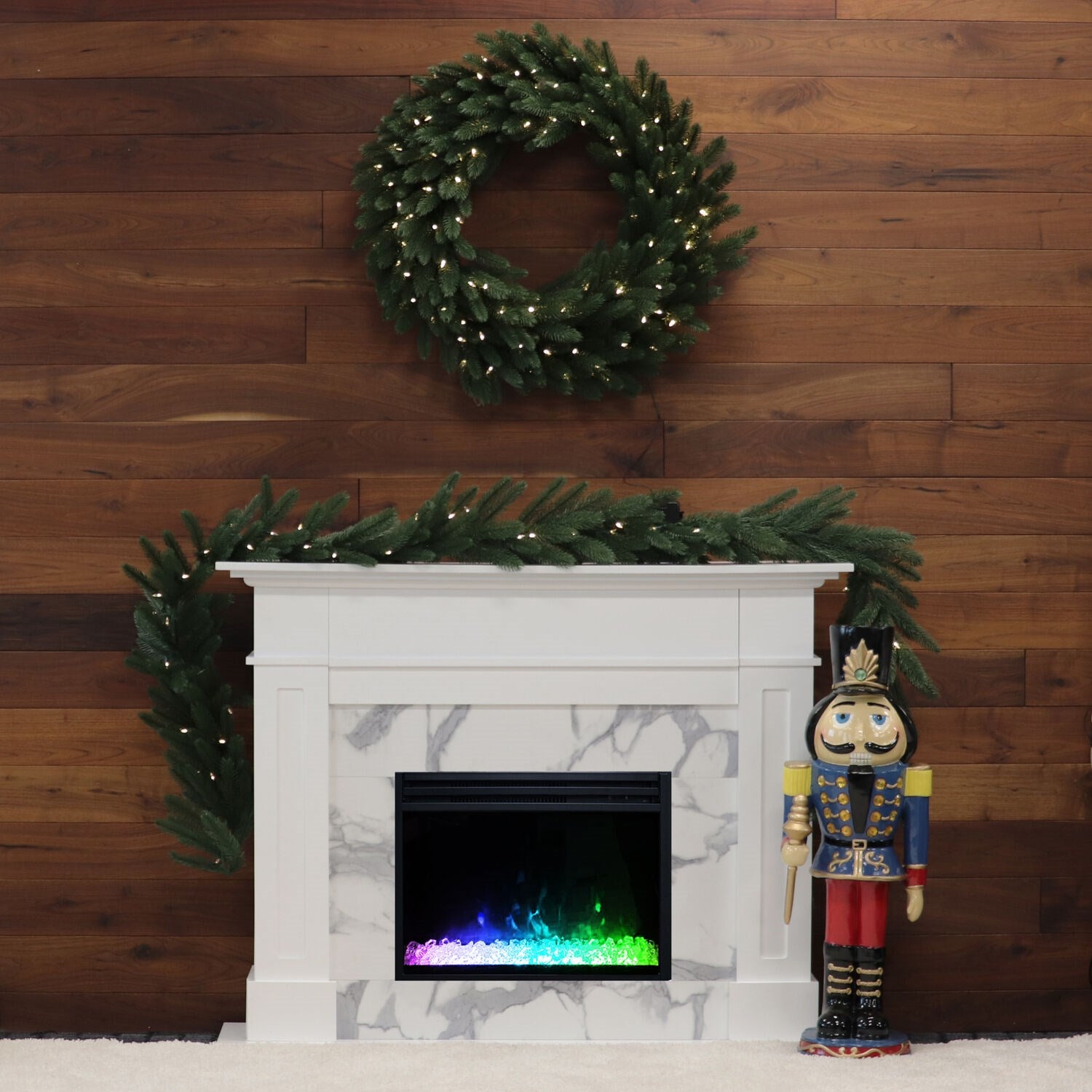 Cambridge - 53.x17.7"x13.4" Sofia Fireplace Mantel with Marble and Crystal Insert - Electric Mantel Fireplaces - CAM5617-1WHTCRS Cambridge - 53.x17.7"x13.4" Sofia Fireplace Mantel with Marble and Crystal Insert - Electric Mantel Fireplaces - CAM5617-1WHTCRS