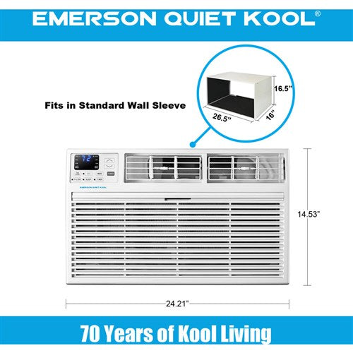 Emerson Quiet - 10000 BTU TTW Heat/Cool Air Conditioner, 230V | EATE10RD2T Emerson Quiet - 10000 BTU TTW Heat/Cool Air Conditioner, 230V | EATE10RD2T