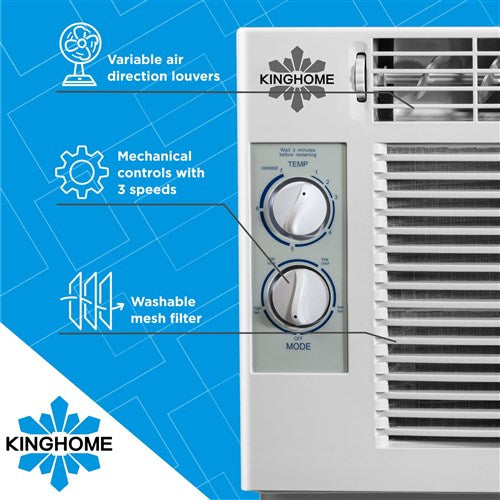 Kinghome - 5,000 BTU Window Air Conditioner with Mechanical Controls | KHW05BTM Kinghome - 5,000 BTU Window Air Conditioner with Mechanical Controls | KHW05BTM