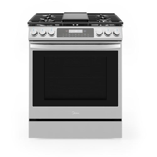 Midea - 6.1 CF / 30" Gas Range, Convection, Wi-Fi - Stainless - MGS30S4AST