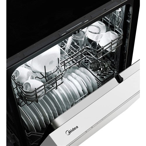 Midea - 24" Front Control Dishwasher, 52 dBA, Hybrid Tub - MDF24P1BWW Midea - 24" Front Control Dishwasher, 52 dBA, Hybrid Tub - MDF24P1BWW