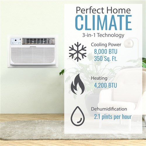Keystone - 8, 000 BTU Through the Wall Heat/Cool, R32 | KSTAT08-1HD