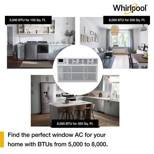 Whirlpool Energy Star 6,000 BTU 115V Window-Mounted Air Conditioner with Remote Control | WHAW061BW Whirlpool Energy Star 6,000 BTU 115V Window-Mounted Air Conditioner with Remote Control | WHAW061BW