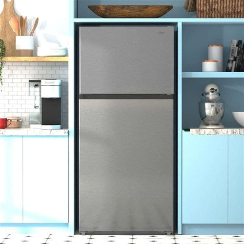 Midea - 18 CF Top Mount Refrigerator, Glass Shelves, Ice Maker Ready, ESTAR - MRT18S3AST Midea - 18 CF Top Mount Refrigerator, Glass Shelves, Ice Maker Ready, ESTAR - MRT18S3AST