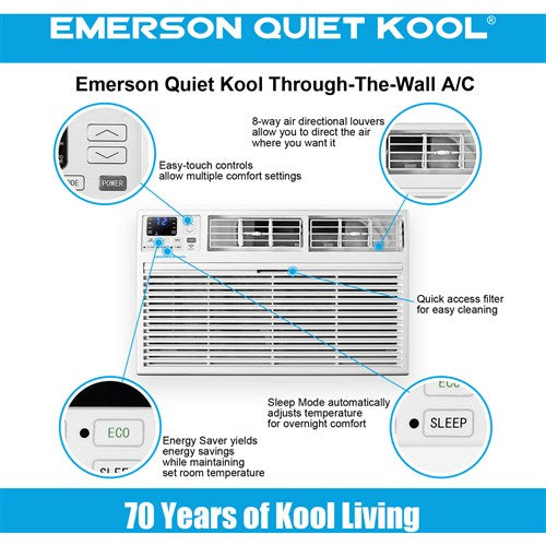 Emerson Quiet - 10000 BTU TTW Air Conditioner, 115V | EATC10RE1T Emerson Quiet - 10000 BTU TTW Air Conditioner, 115V | EATC10RE1T