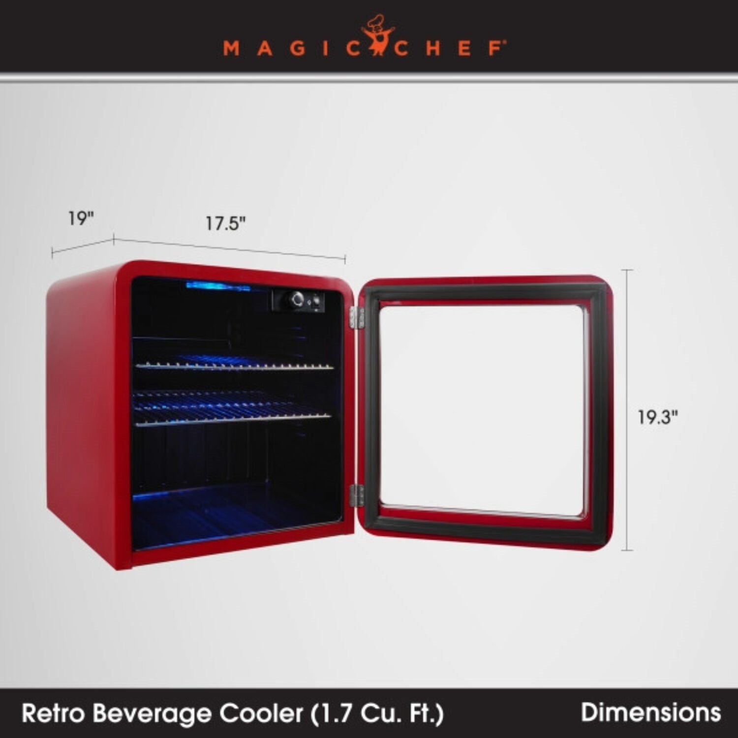 Magic Chef - 1.7 Cu Ft Beverge Cooler Retro - Beverage Center - MCBC17CHR Magic Chef - 1.7 Cu Ft Beverge Cooler Retro - Beverage Center - MCBC17CHR