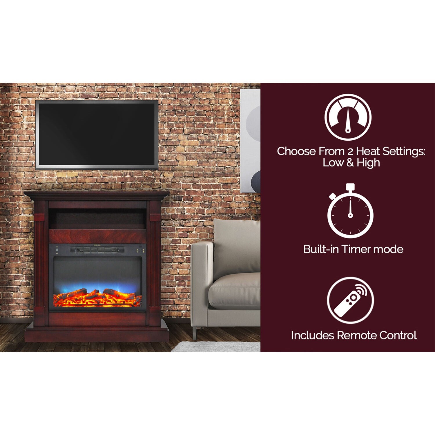 Cambridge - Cambridge Fireplace Insert: 23"x18"x4.3" LED, Remote, LogsFireplaces - CAMINS2318-1LED Cambridge - Cambridge Fireplace Insert: 23"x18"x4.3" LED, Remote, LogsFireplaces - CAMINS2318-1LED
