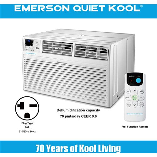 Emerson Quiet - 12,000 BTU Heat/Cool TTW Air Conditioner, 230V | EATE12RD2T Emerson Quiet - 12,000 BTU Heat/Cool TTW Air Conditioner, 230V | EATE12RD2T