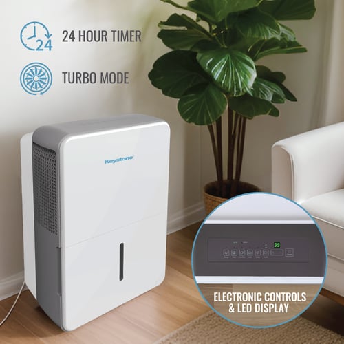 KEYSTONE - 50 Pint Dehumidifier with Built-in Pump, Energy Star, R32 - White - KSTAD506PF KEYSTONE - 50 Pint Dehumidifier with Built-in Pump, Energy Star, R32 - White - KSTAD506PF