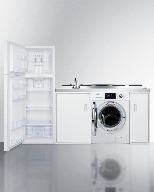 Summit - 83" Wide All-In-One Kitchenette with Washer/Dryer Combo