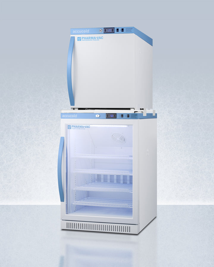 Summit - Performance Series Pharma-Vac stacked vaccine refrigerator/freezer combination - ARG6PV-AFZ1PVSTACK Summit - Performance Series Pharma-Vac stacked vaccine refrigerator/freezer combination - ARG6PV-AFZ1PVSTACK