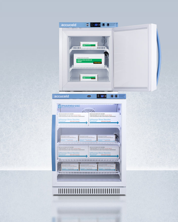 Summit - Performance Series Pharma-Vac stacked vaccine refrigerator/freezer combination - ARG6PV-AFZ1PVSTACK Summit - Performance Series Pharma-Vac stacked vaccine refrigerator/freezer combination - ARG6PV-AFZ1PVSTACK