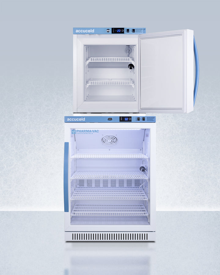 Summit - Performance Series Pharma-Vac stacked vaccine refrigerator/freezer combination - ARG6PV-AFZ1PVSTACK Summit - Performance Series Pharma-Vac stacked vaccine refrigerator/freezer combination - ARG6PV-AFZ1PVSTACK