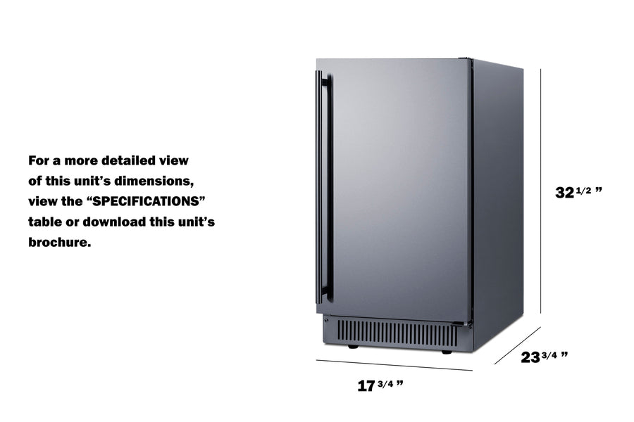 Summit - 18" wide clear icemaker in ADA height for outdoor use - BIM182OSADA Summit - 18" wide clear icemaker in ADA height for outdoor use - BIM182OSADA