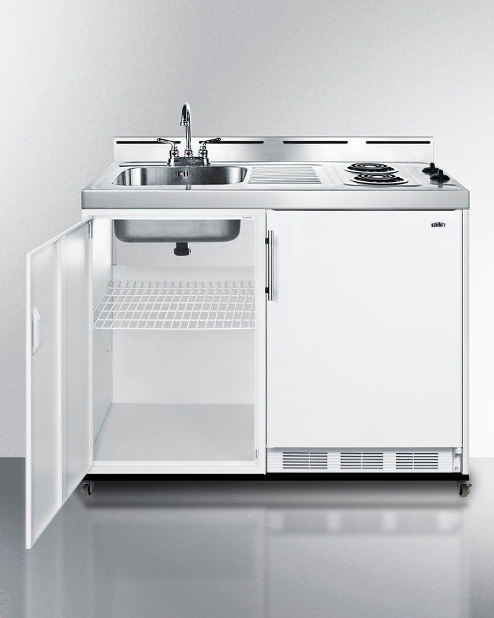 Summit - 48" Wide Mobile All-In-One Kitchenette, No Plumbing Needed - Coil Burner Summit - 48" Wide Mobile All-In-One Kitchenette, No Plumbing Needed - Coil Burner