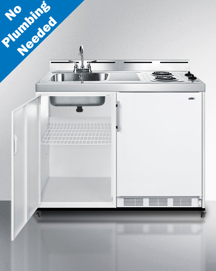 Summit - 48" Wide Mobile All-In-One Kitchenette, No Plumbing Needed - Coil Burner Summit - 48" Wide Mobile All-In-One Kitchenette, No Plumbing Needed - Coil Burner