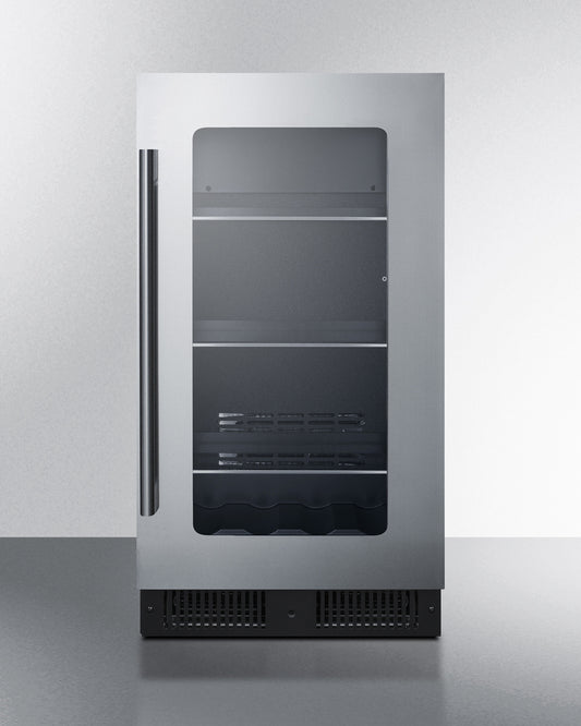 Summit - 18" wide built-in beverage center with seamless stainless steel trimmed glass door and stainless steel wrapped cabinet - CL181WBVCSS