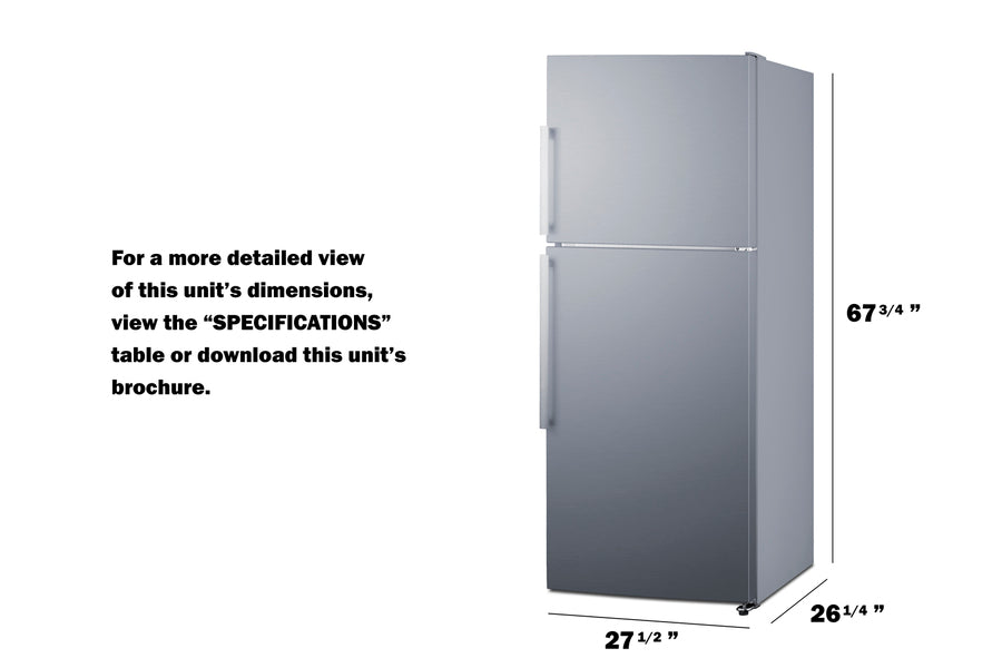 Summit - ENERGY STAR certified counter depth refrigerator-freezer with stainless steel doors, platinum cabinet, and icemaker - FF1514SSIM Summit - ENERGY STAR certified counter depth refrigerator-freezer with stainless steel doors, platinum cabinet, and icemaker - FF1514SSIM