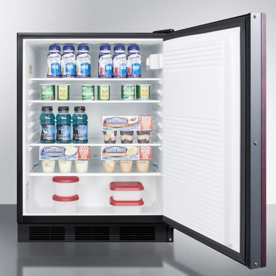 Summit - ADA compliant undercounter all-refrigerator for general purpose/commercial use, auto defrost w/integrated door frame for panels and black cabinet - FF7BKIFADA Summit - ADA compliant undercounter all-refrigerator for general purpose/commercial use, auto defrost w/integrated door frame for panels and black cabinet - FF7BKIFADA