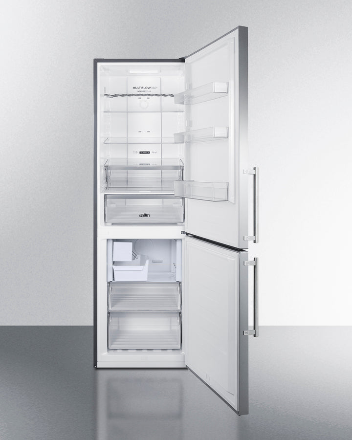 Summit - European counter depth bottom freezer refrigerator with stainless steel doors, platinum cabinet, factory installed icemaker, and digital controls for each section - FFBF249SS2IM Summit - European counter depth bottom freezer refrigerator with stainless steel doors, platinum cabinet, factory installed icemaker, and digital controls for each section - FFBF249SS2IM