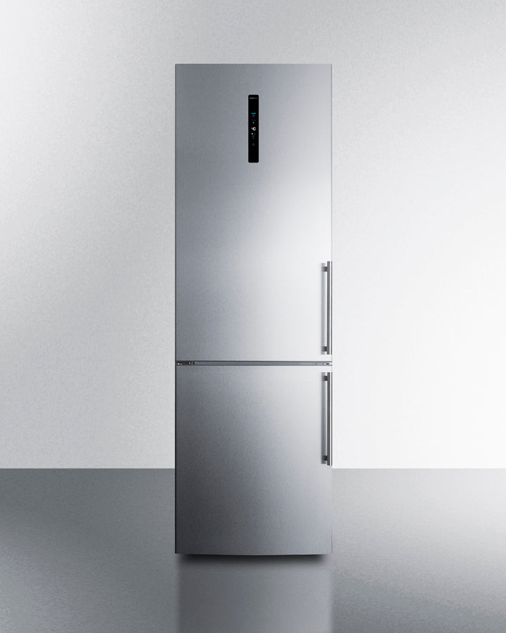 Summit - European counter depth bottom freezer refrigerator with stainless steel doors, platinum cabinet, factory installed icemaker, and digital controls for each section - FFBF249SS2IM Summit - European counter depth bottom freezer refrigerator with stainless steel doors, platinum cabinet, factory installed icemaker, and digital controls for each section - FFBF249SS2IM