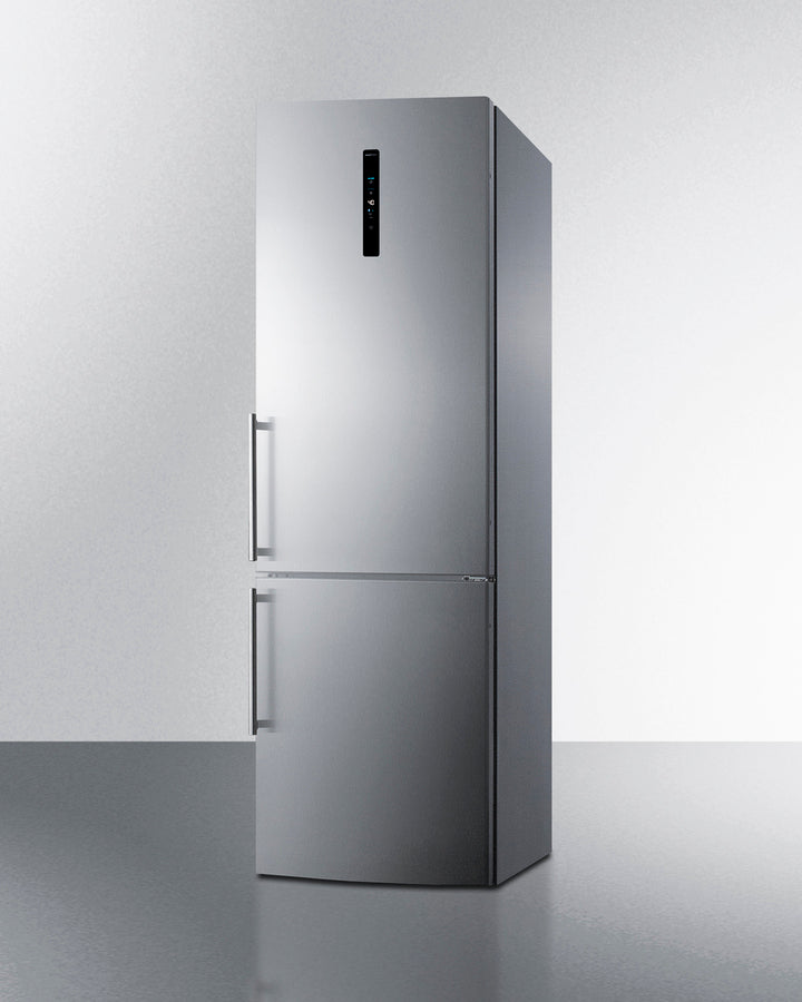 Summit - European counter depth bottom freezer refrigerator with stainless steel doors, platinum cabinet, factory installed icemaker, and digital controls for each section - FFBF249SS2IM Summit - European counter depth bottom freezer refrigerator with stainless steel doors, platinum cabinet, factory installed icemaker, and digital controls for each section - FFBF249SS2IM