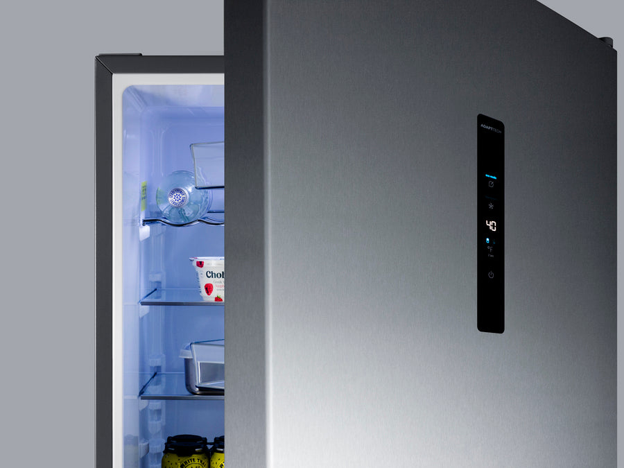 Summit - European counter depth bottom freezer refrigerator with stainless steel doors, platinum cabinet, factory installed icemaker, and digital controls for each section - FFBF249SS2IM Summit - European counter depth bottom freezer refrigerator with stainless steel doors, platinum cabinet, factory installed icemaker, and digital controls for each section - FFBF249SS2IM