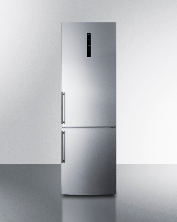 Summit - European counter depth bottom freezer refrigerator with stainless steel doors, platinum cabinet, factory installed icemaker, and digital controls for each section - FFBF249SS2IM Summit - European counter depth bottom freezer refrigerator with stainless steel doors, platinum cabinet, factory installed icemaker, and digital controls for each section - FFBF249SS2IM