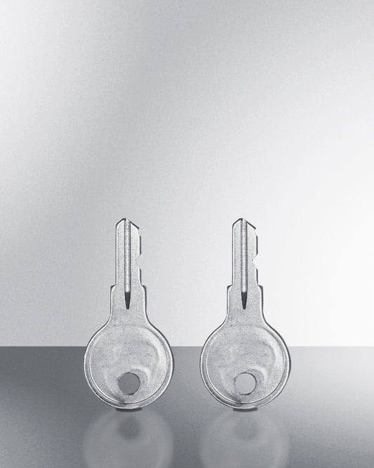 Summit - Set of two keys compatible with various Summit and Accucold refrigeration units, including model numbers beginning AFS23ML, AFS49ML, ARG23ML, ARG49ML, ARS23ML, ARS49ML, SCFF237, SCFF497, SCR23SSG, SCR49SSG, SCRR232, and SCRR492. - KEY8