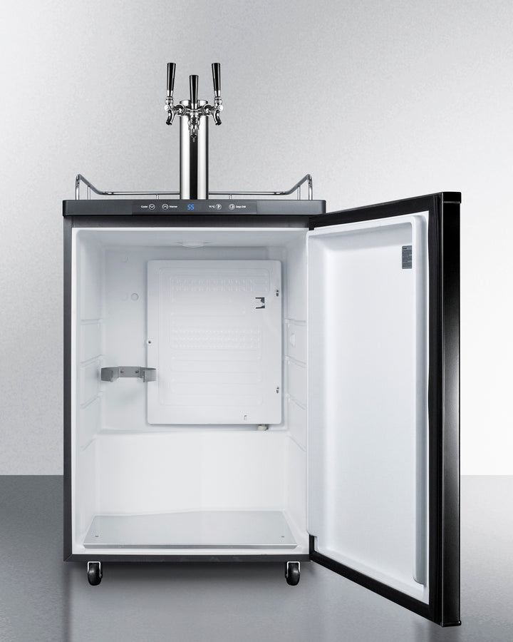Summit - Freestanding residential beer dispenser, auto defrost with triple tap kit, digital thermostat and black exterior finish - SBC635MTRIPLE Summit - Freestanding residential beer dispenser, auto defrost with triple tap kit, digital thermostat and black exterior finish - SBC635MTRIPLE