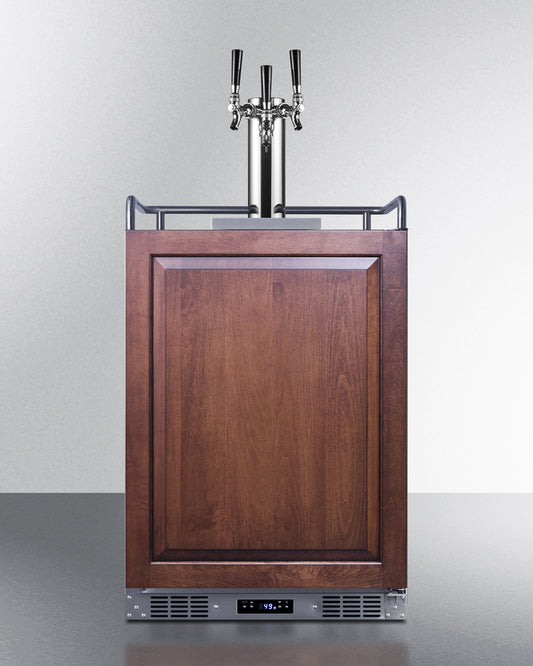 Summit - Built-in undercounter triple tap beer kegerator in complete stainless steel with panel-ready door - SBC682PNRTRIPLE