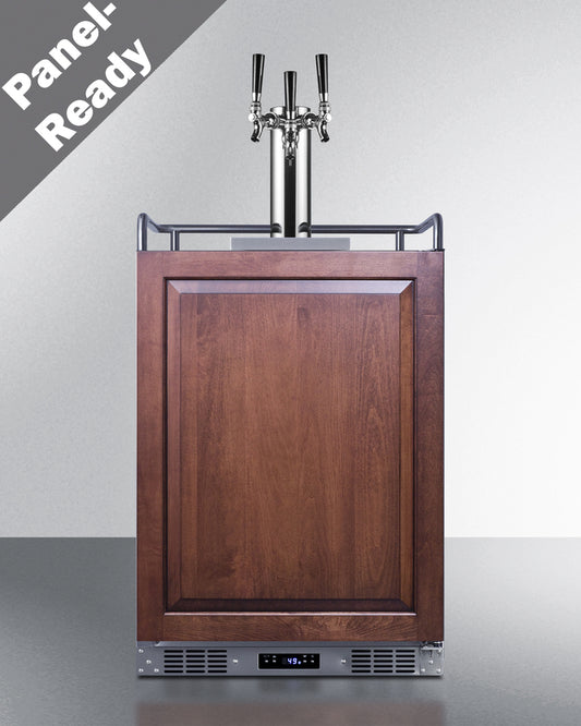 Summit - Built-in undercounter triple tap beer kegerator in complete stainless steel with panel-ready door - SBC682PNRTRIPLE