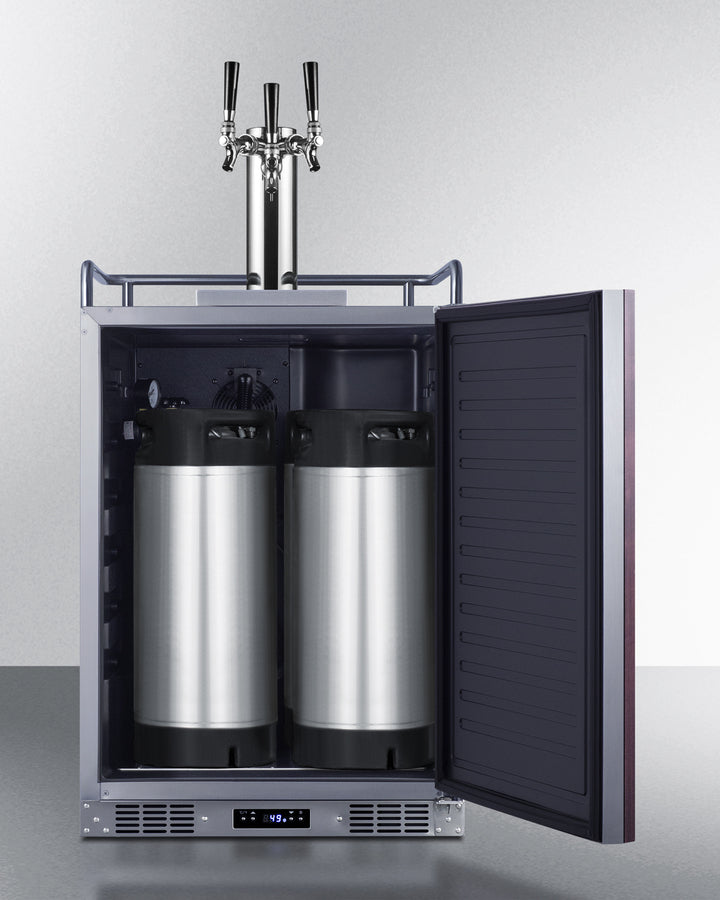 Summit - Built-in undercounter triple tap beer kegerator in complete stainless steel with panel-ready door - SBC682PNRTRIPLE Summit - Built-in undercounter triple tap beer kegerator in complete stainless steel with panel-ready door - SBC682PNRTRIPLE