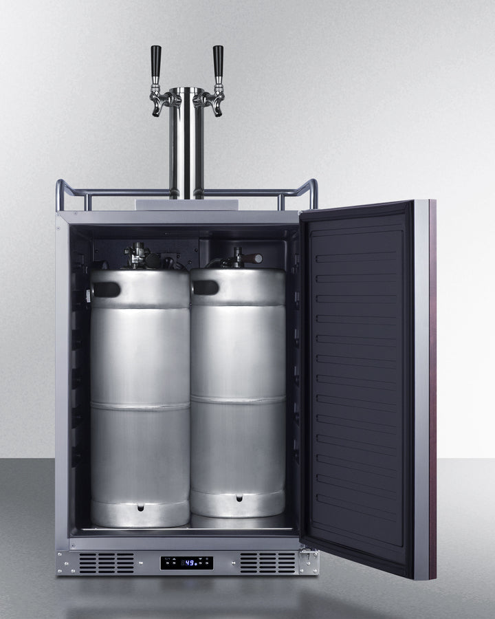 Summit - Built-in undercounter dual tap beer kegerator in complete stainless steel with panel ready door - SBC682PNRTWIN Summit - Built-in undercounter dual tap beer kegerator in complete stainless steel with panel ready door - SBC682PNRTWIN