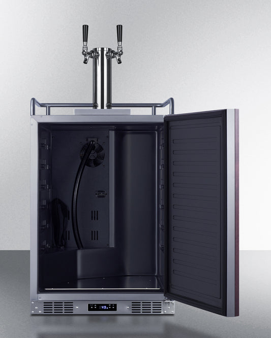 Summit - Built-in undercounter dual tap beer kegerator in complete stainless steel with panel ready door - SBC682PNRTWIN