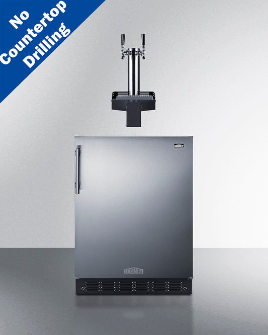Summit - ADA height built-in undercounter Floating Tap Kegerator, requires no countertop drilling - SBC7BRSFLTWADA